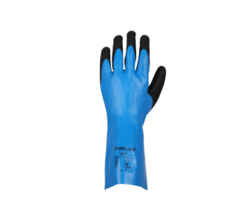 Workland,15GG Cut D Nitrile Flat Coated Gloves with Foam Palm Finish & Gauntlet,35 Cm,Blue & Black